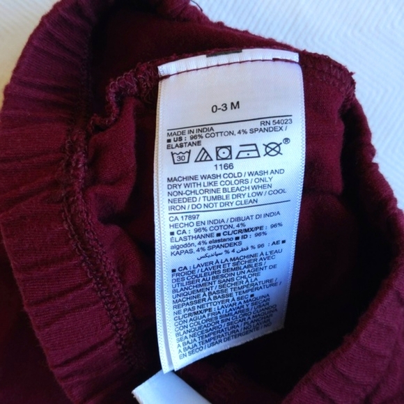 old navy burgundy ruffle bum leggings 0-3 months baby girl - Picture 5 of 5